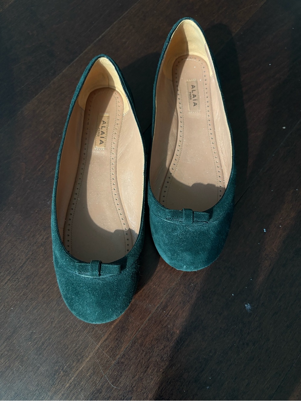 Green Suede Alaia Flats